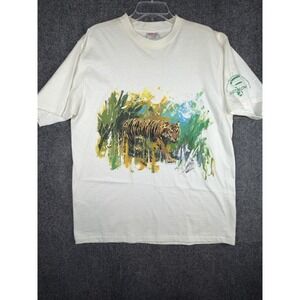 Vintage Watch Out Tiger Shirt Mens XL Black 1990 Wildlife Graphic Made USA 90s